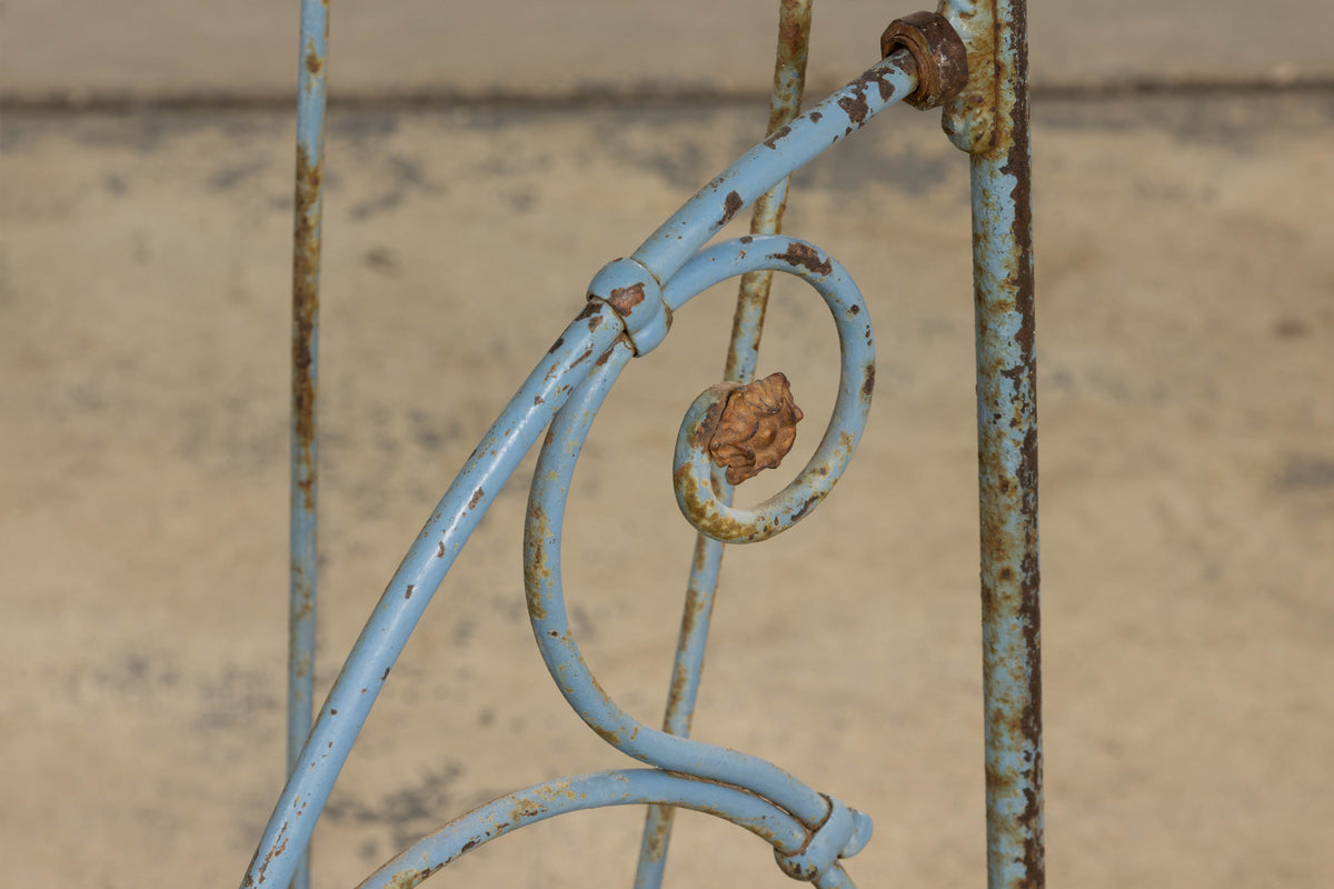 19th Century French Napoleon III Wrought Iron Painted Blue Outdoor Daybed