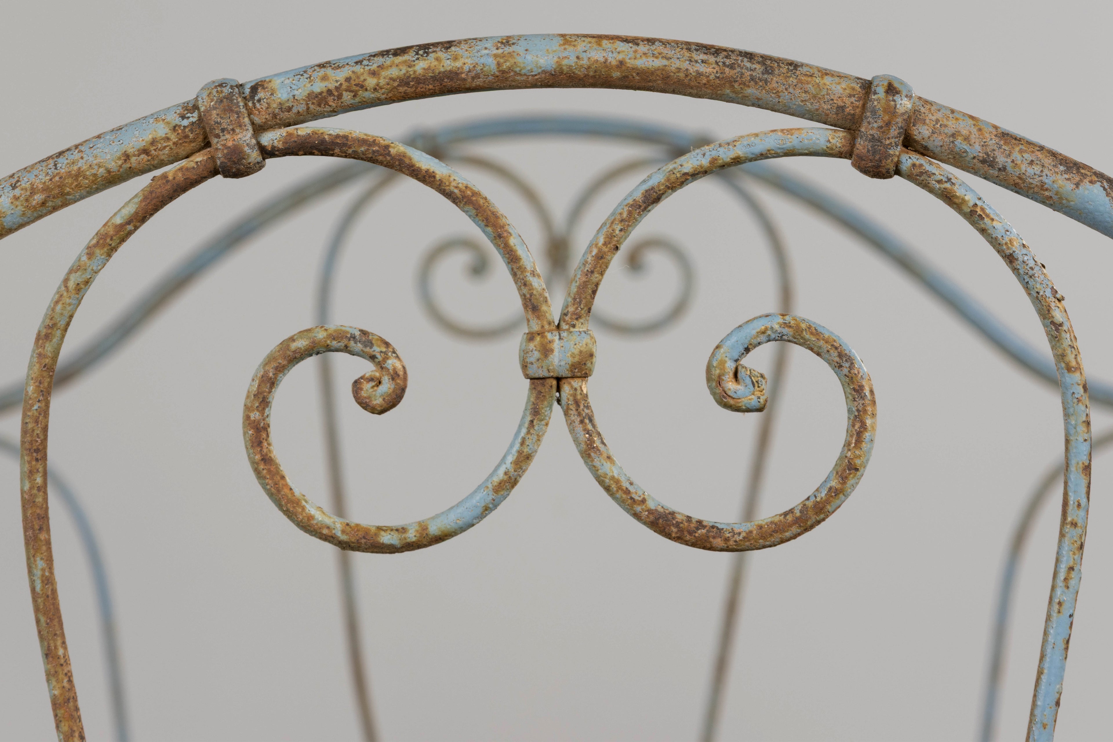 19th Century French Napoleon III Wrought Iron Painted Blue Outdoor Daybed