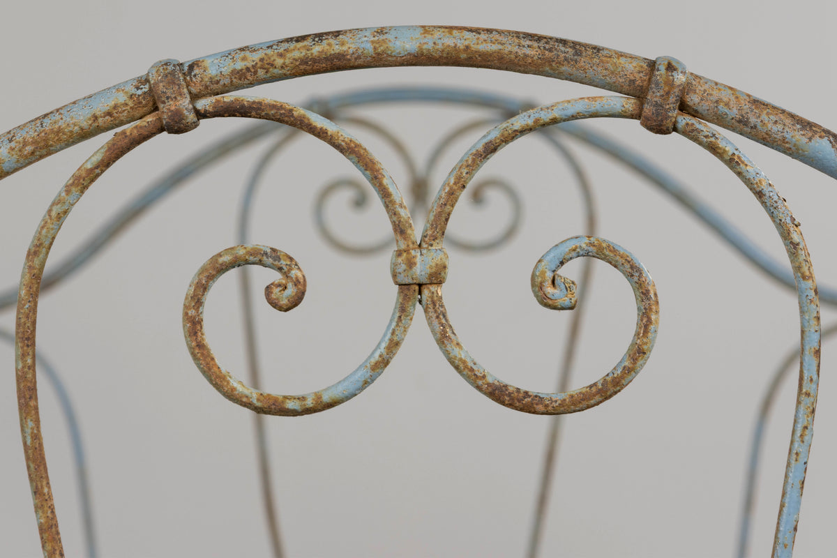 19th Century French Napoleon III Wrought Iron Painted Blue Outdoor Daybed