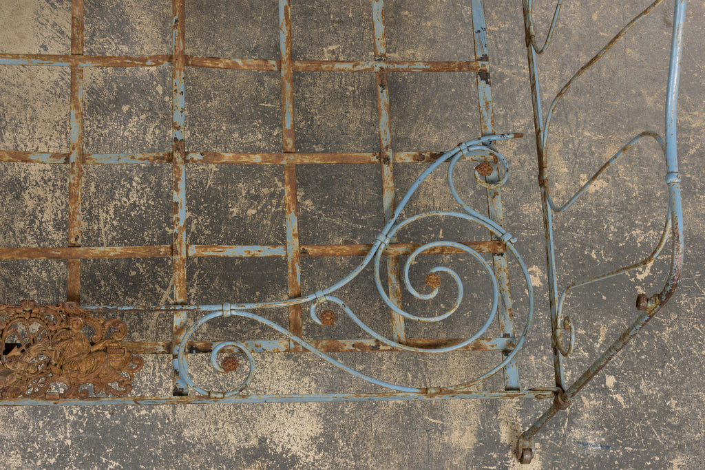 19th Century French Napoleon III Wrought Iron Painted Blue Outdoor Daybed