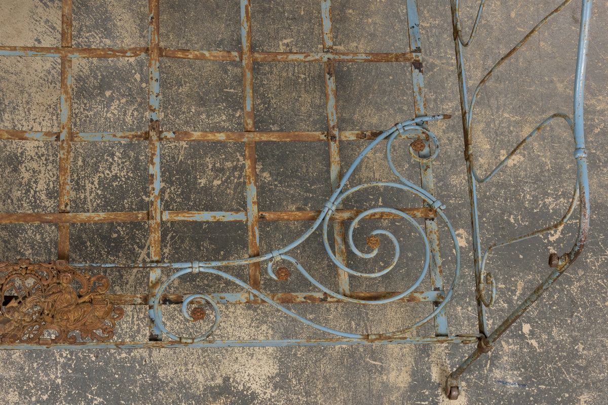 19th Century French Napoleon III Wrought Iron Painted Blue Outdoor Daybed