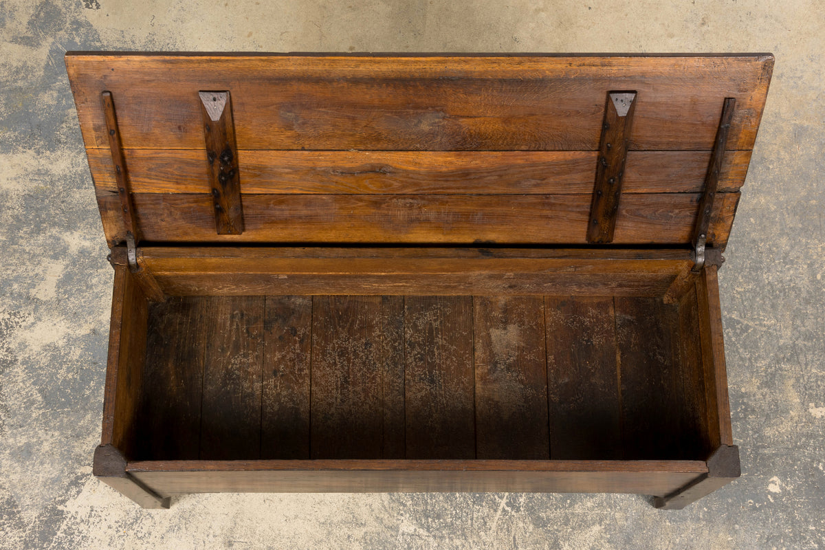 Early 19th Century Country French Provincial Oak Coffer Trunk