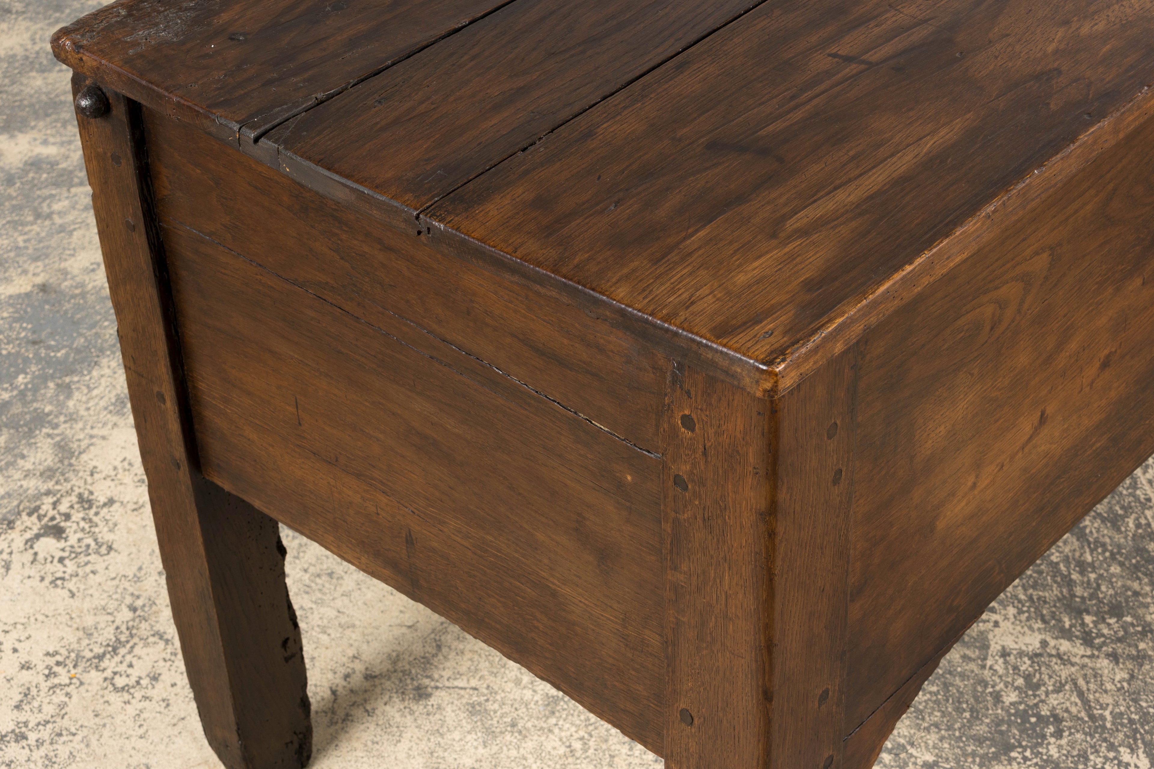 Early 19th Century Country French Provincial Oak Coffer Trunk
