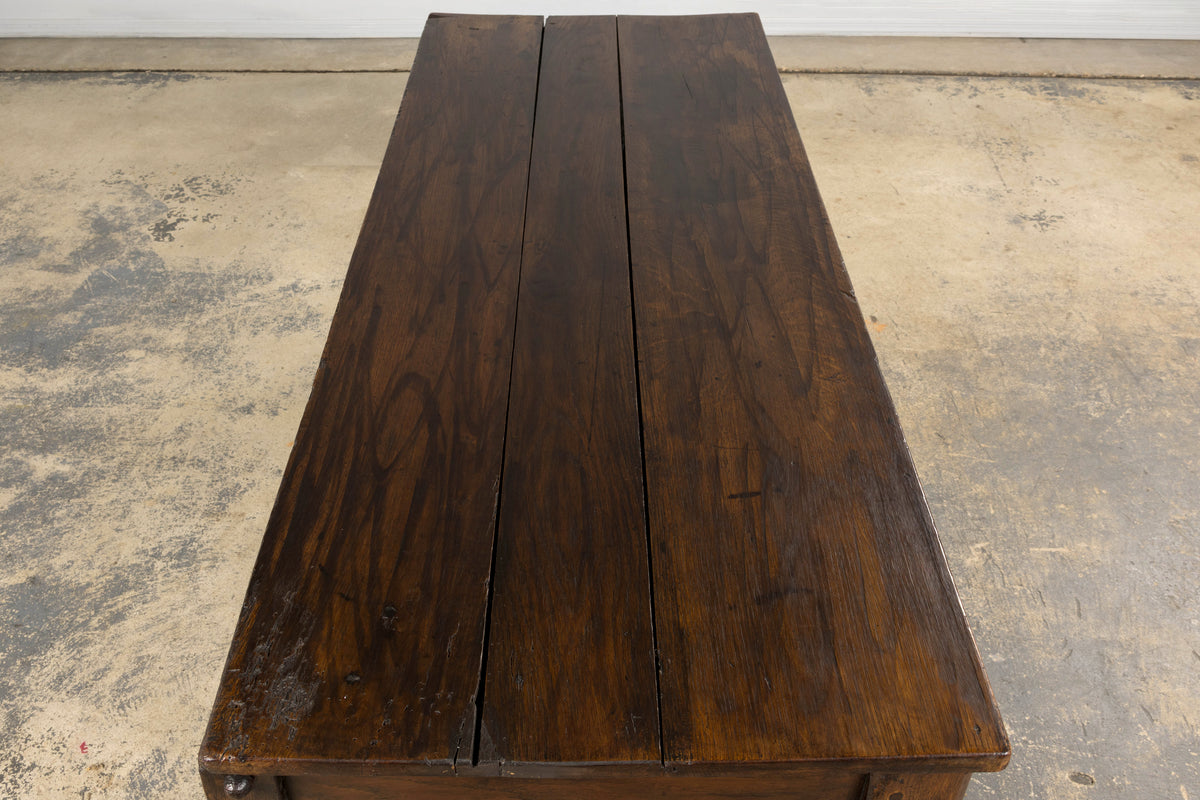 Early 19th Century Country French Provincial Oak Coffer Trunk