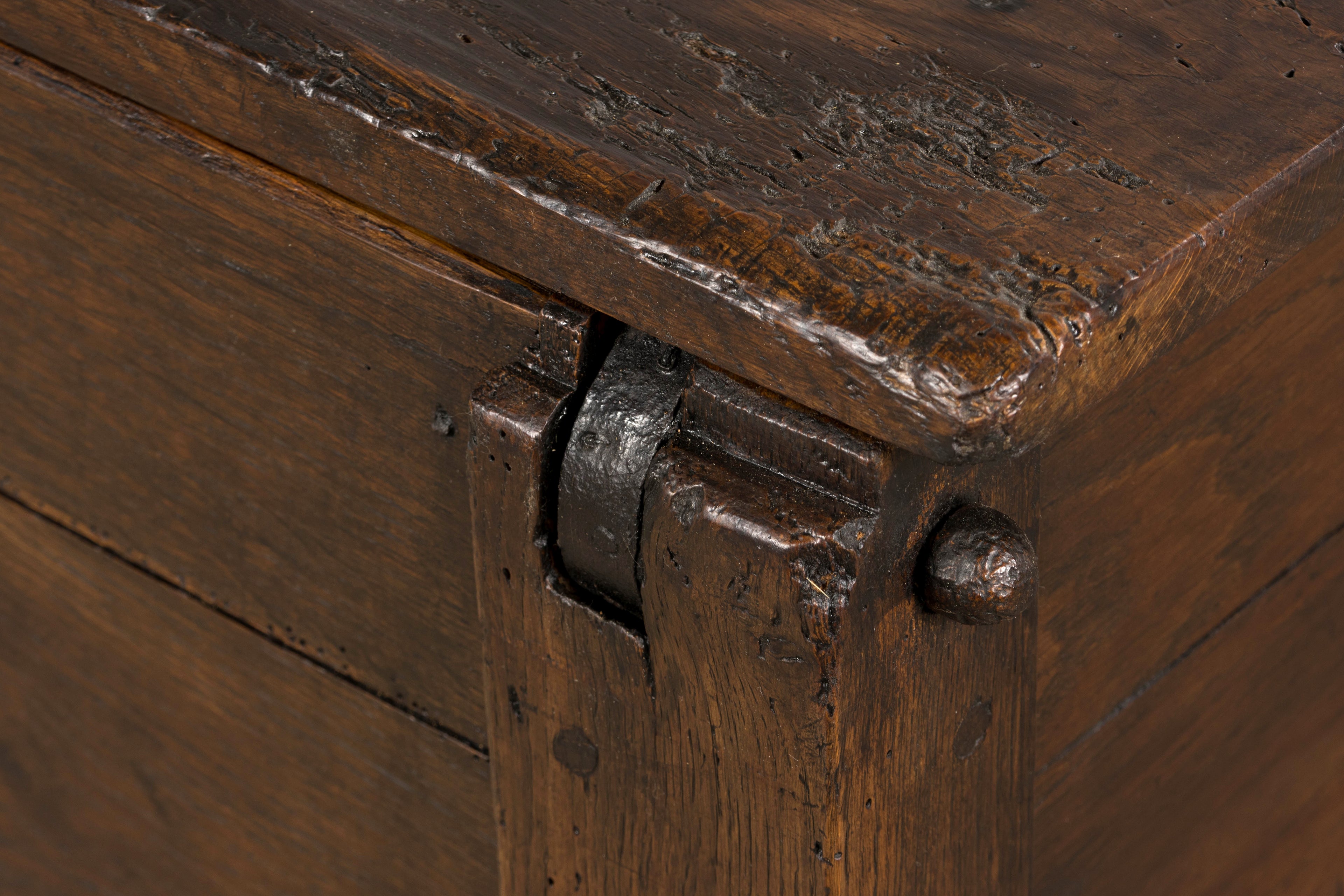 Early 19th Century Country French Provincial Oak Coffer Trunk