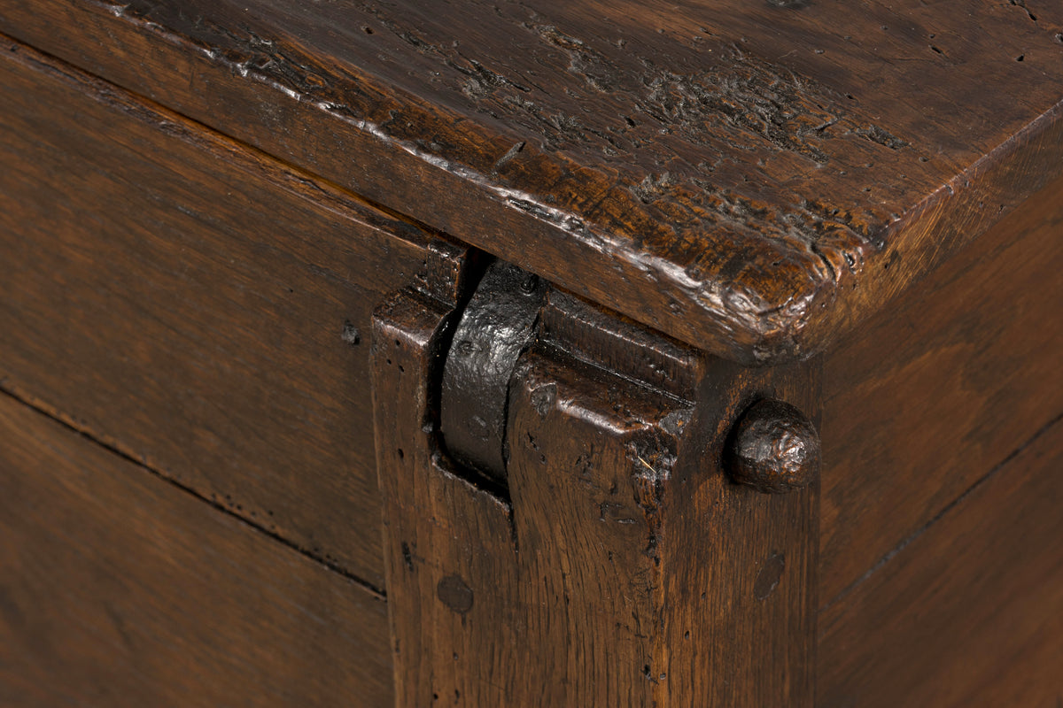 Early 19th Century Country French Provincial Oak Coffer Trunk