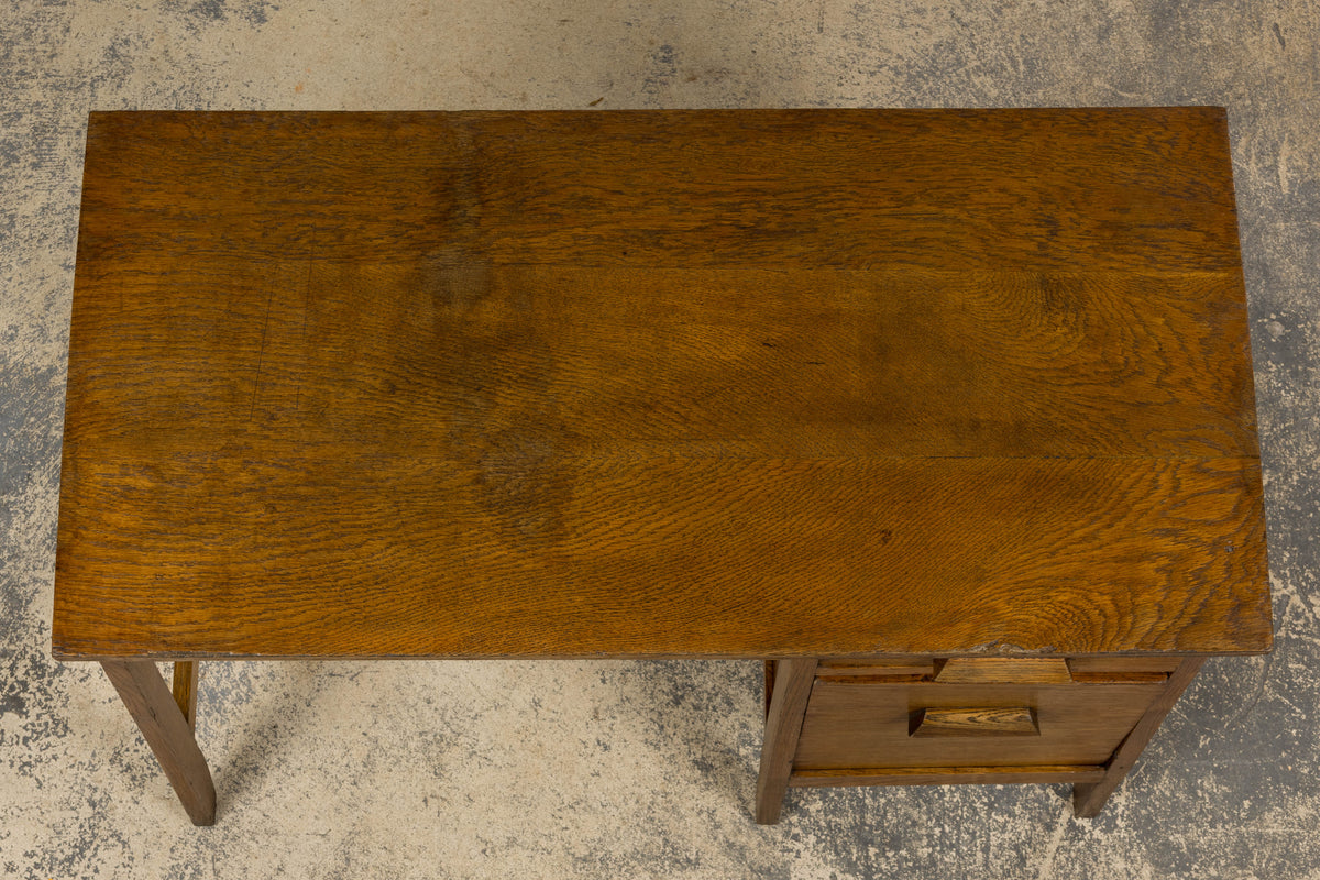 1940s Petite French Art Deco Oak Office Desk