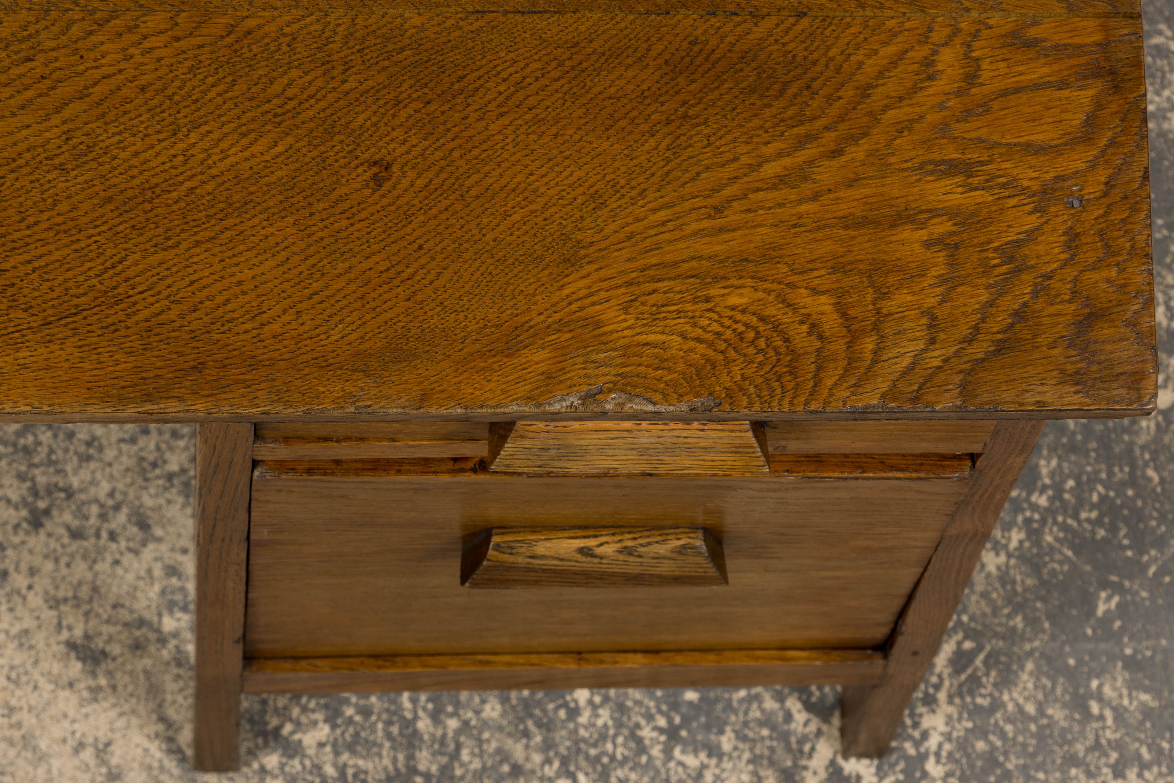 1940s Petite French Art Deco Oak Office Desk