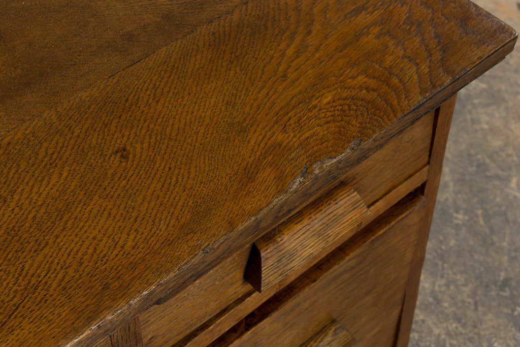 1940s Petite French Art Deco Oak Office Desk