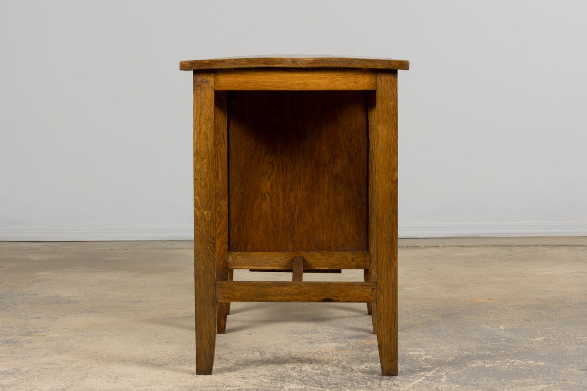 1940s Petite French Art Deco Oak Office Desk