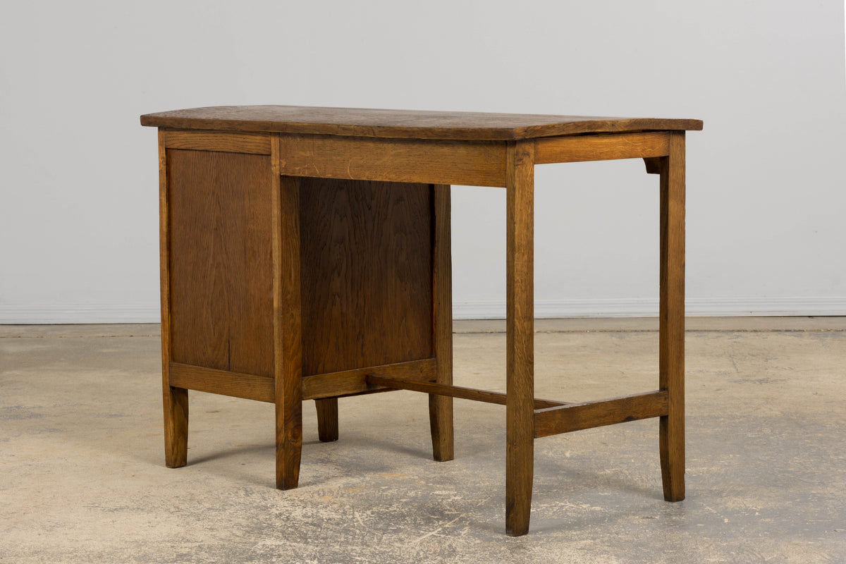 1940s Petite French Art Deco Oak Office Desk