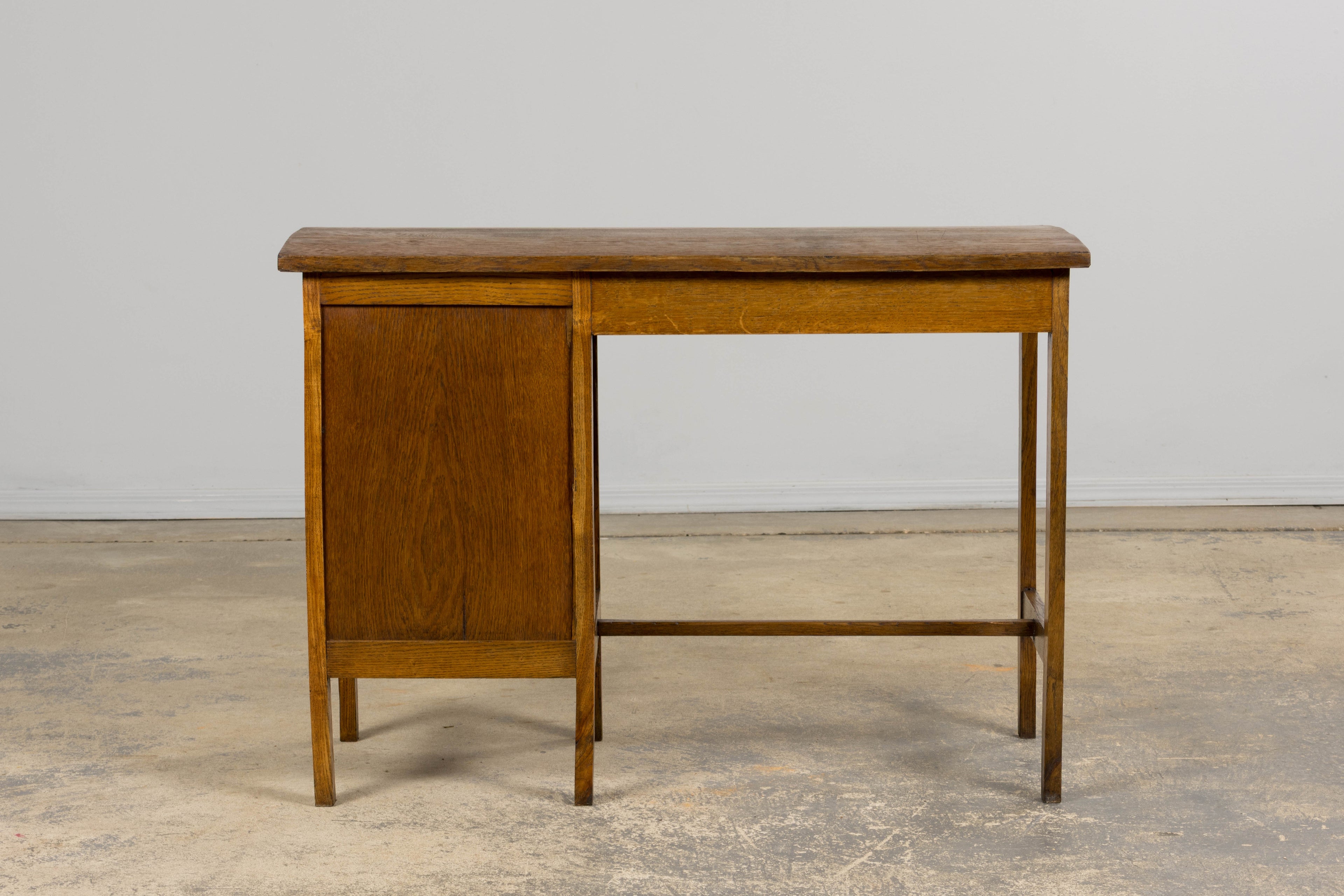 1940s Petite French Art Deco Oak Office Desk