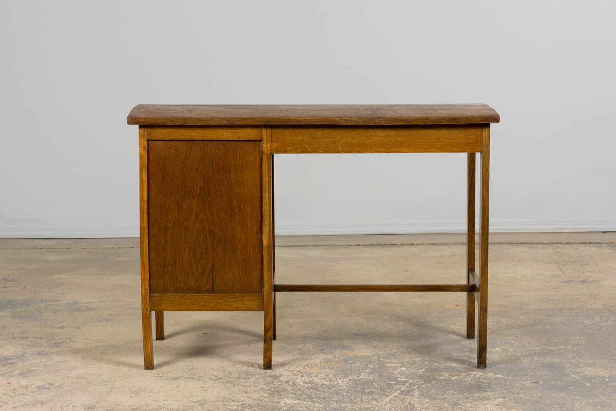 1940s Petite French Art Deco Oak Office Desk