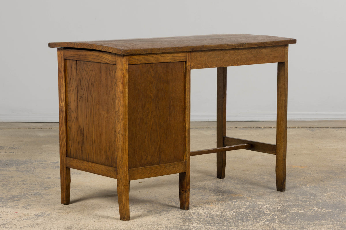 1940s Petite French Art Deco Oak Office Desk