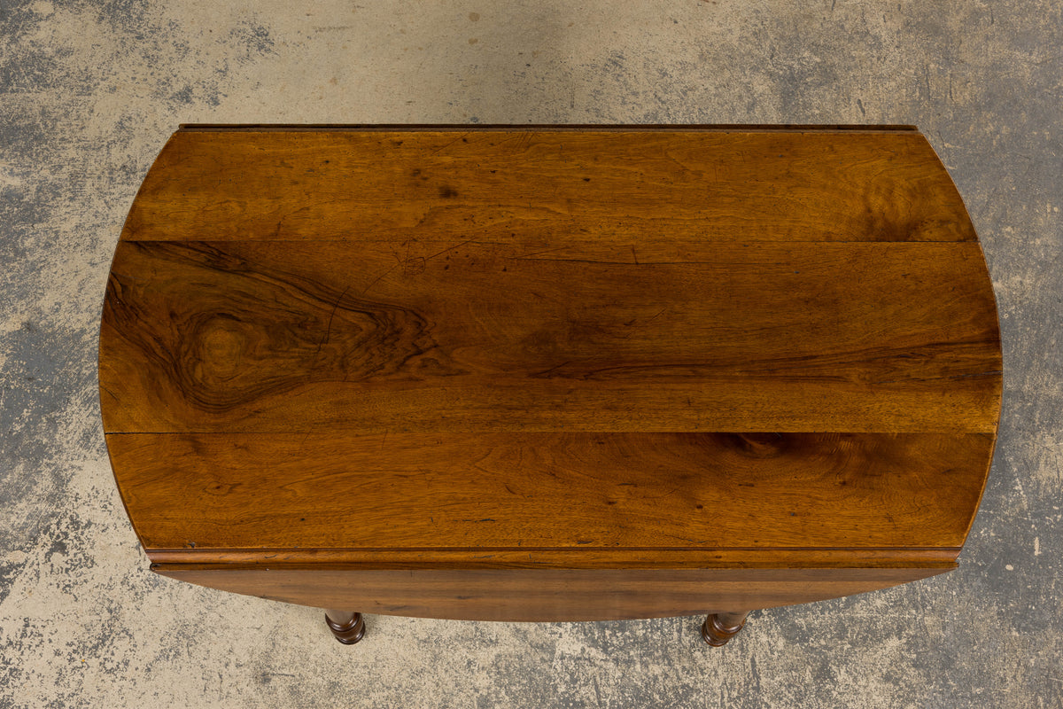 19th Century Country French Provincial Walnut Drop Leaf Table