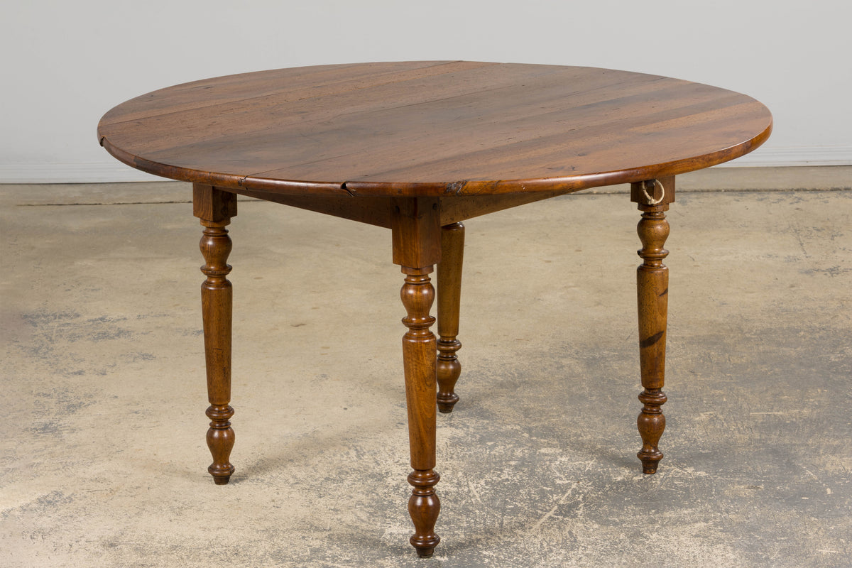 19th Century Country French Provincial Walnut Drop Leaf Table