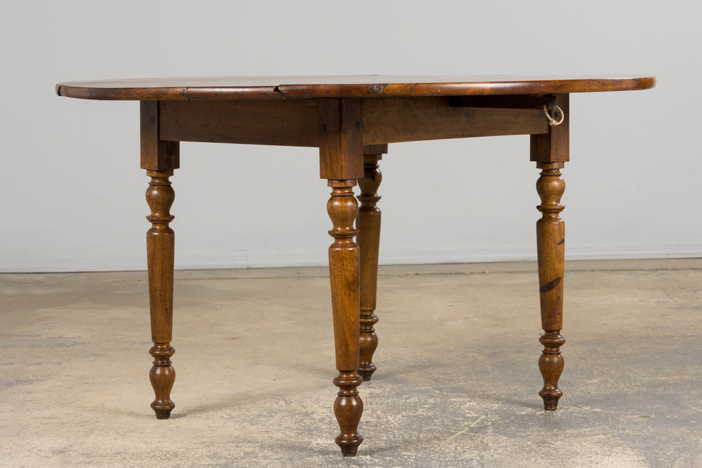 19th Century Country French Provincial Walnut Drop Leaf Table