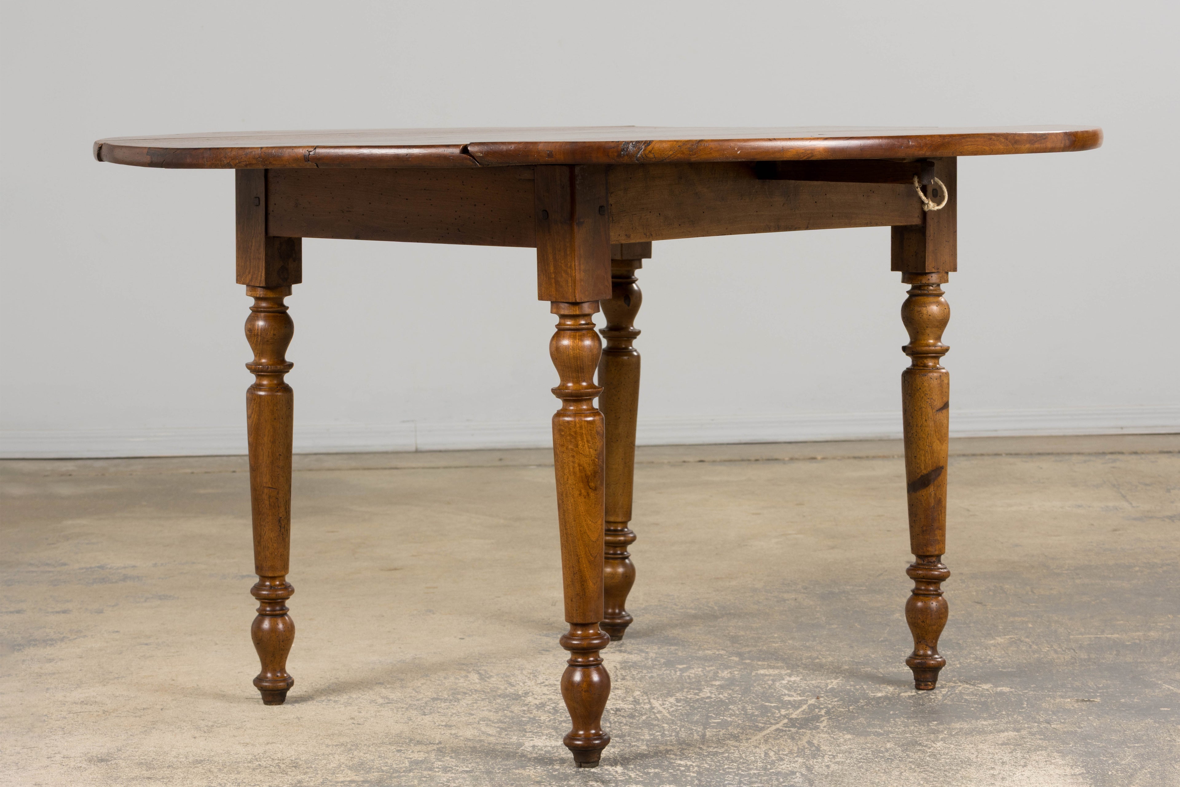 19th Century Country French Provincial Walnut Drop Leaf Table