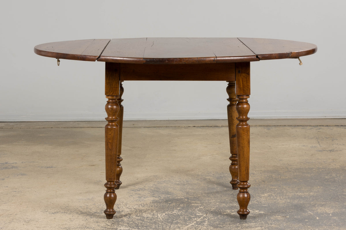 19th Century Country French Provincial Walnut Drop Leaf Table