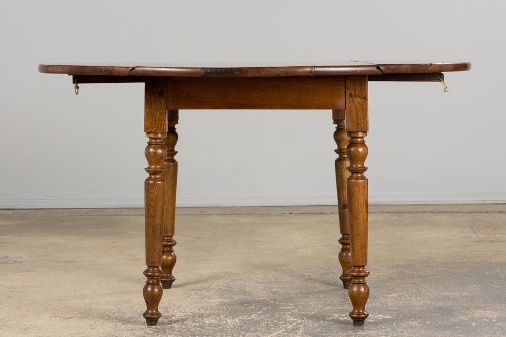 19th Century Country French Provincial Walnut Drop Leaf Table