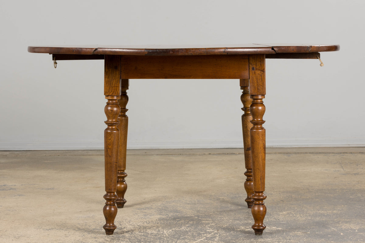 19th Century Country French Provincial Walnut Drop Leaf Table