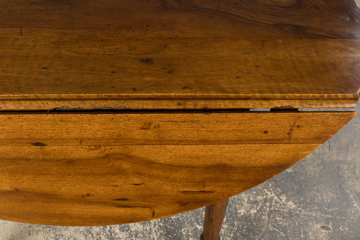 19th Century Country French Provincial Walnut Drop Leaf Table