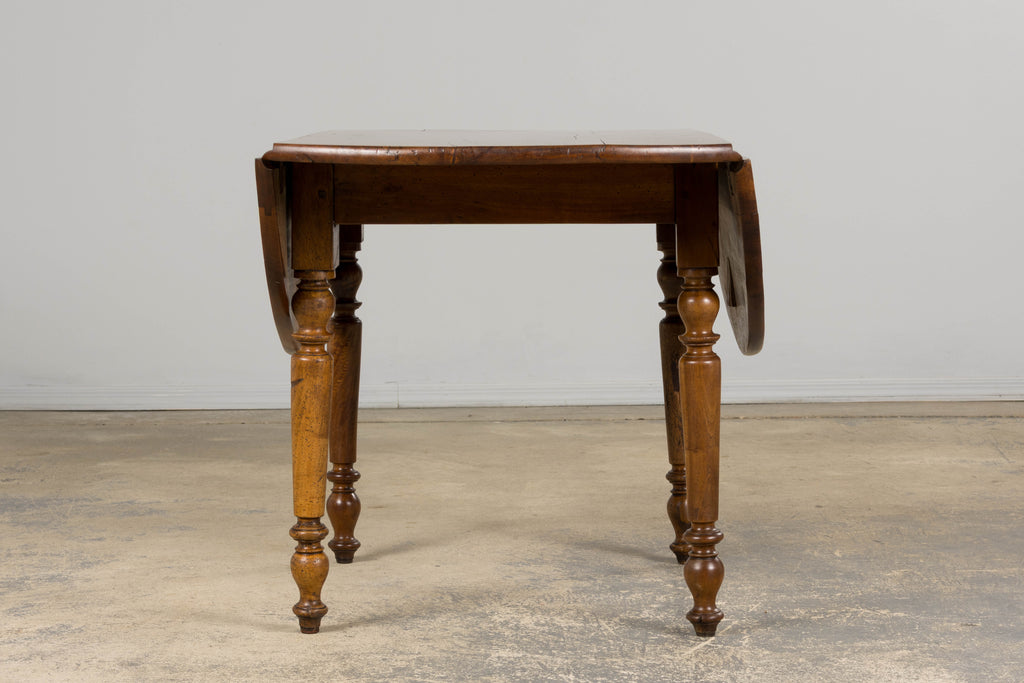 19th Century Country French Provincial Walnut Drop Leaf Table