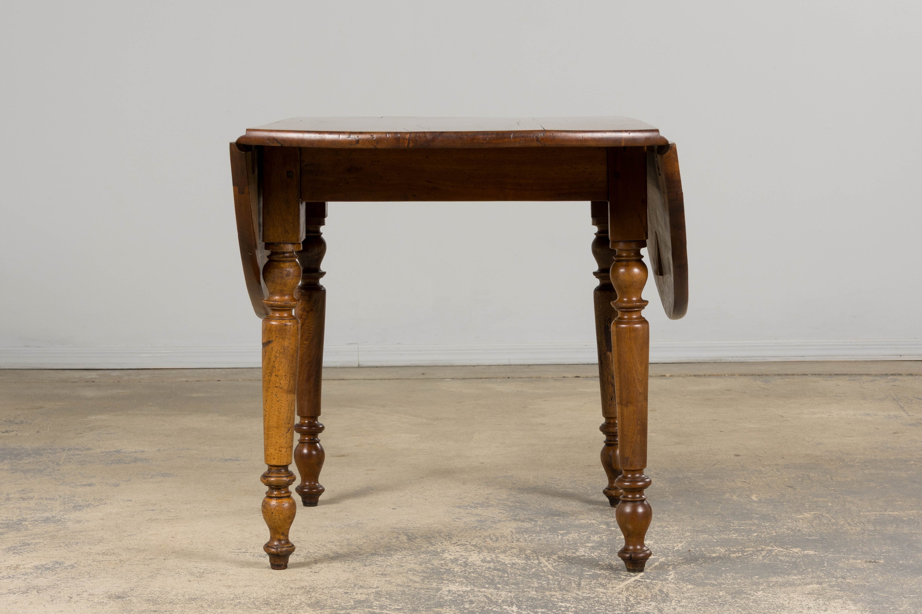 19th Century Country French Provincial Walnut Drop Leaf Table