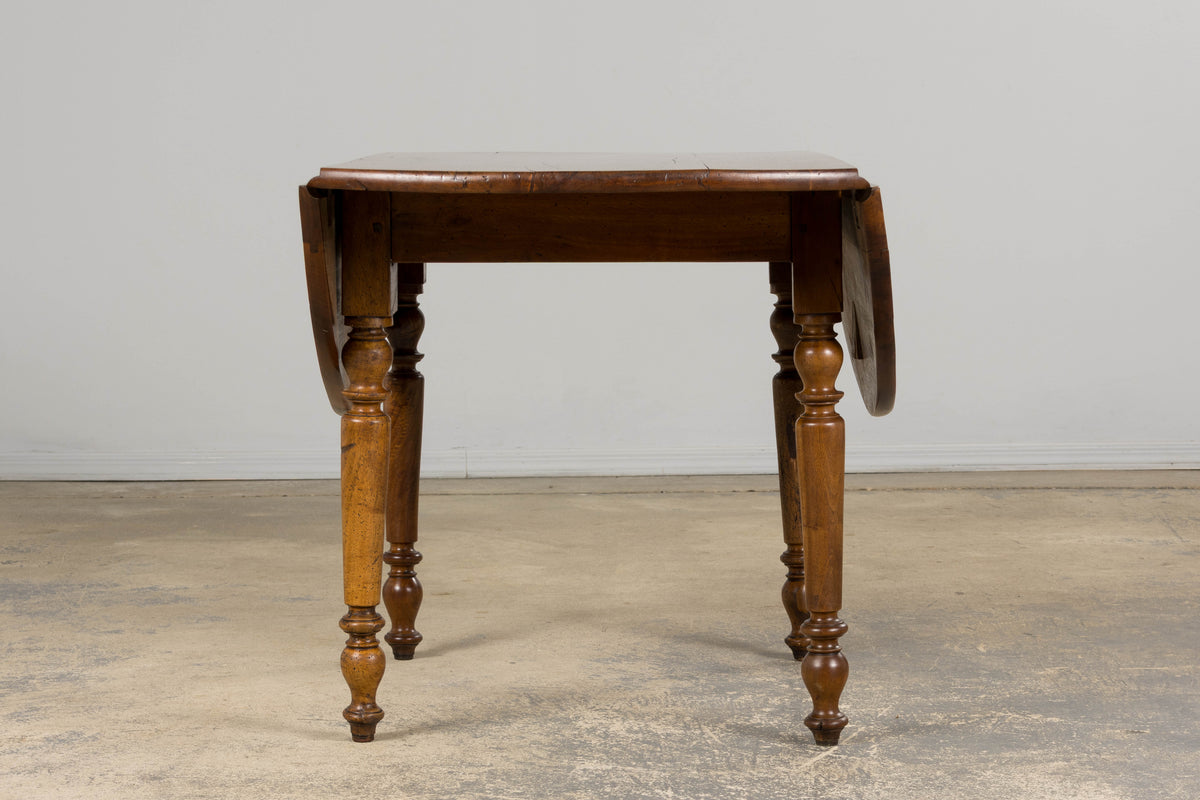 19th Century Country French Provincial Walnut Drop Leaf Table