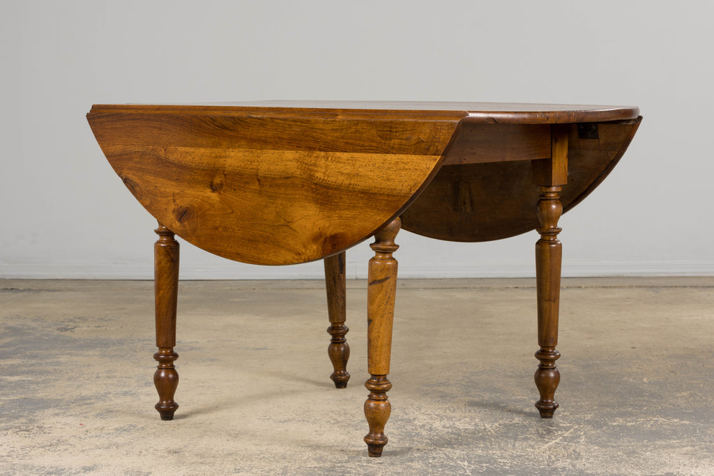 19th Century Country French Provincial Walnut Drop Leaf Table