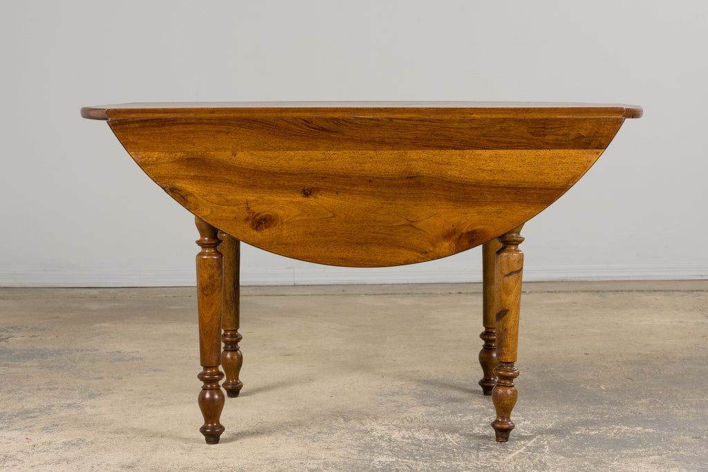 19th Century Country French Provincial Walnut Drop Leaf Table