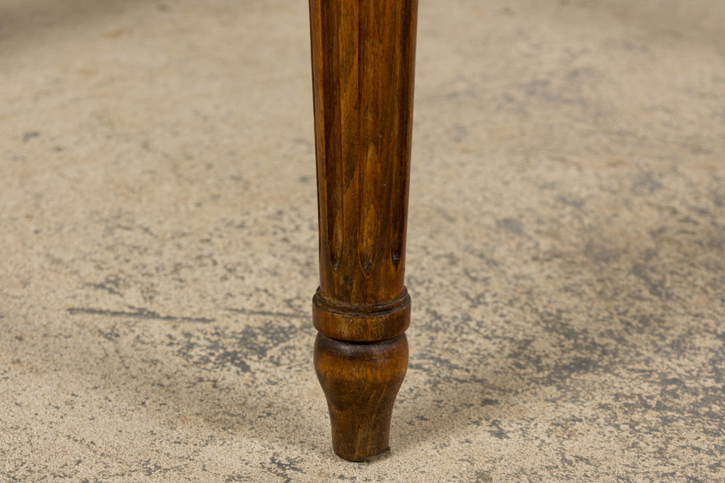 French Louis XVI Style Walnut Side Chair in Golden Yellow Velvet