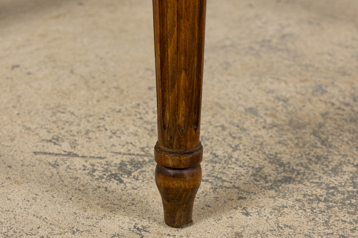 French Louis XVI Style Walnut Side Chair in Golden Yellow Velvet