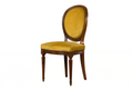 French Louis XVI Style Walnut Side Chair in Golden Yellow Velvet