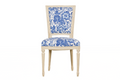Antique French Louis XVI Style Painted Accent Side Chair in Blue Floral
