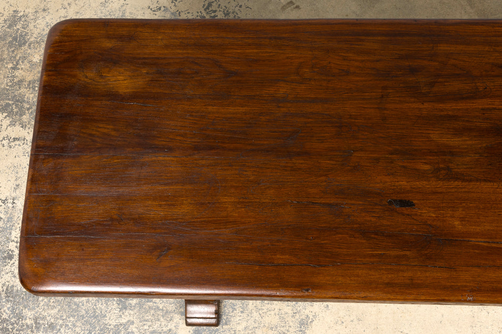19th Century French Provincial Oak Farmhouse Trestle Dining Table
