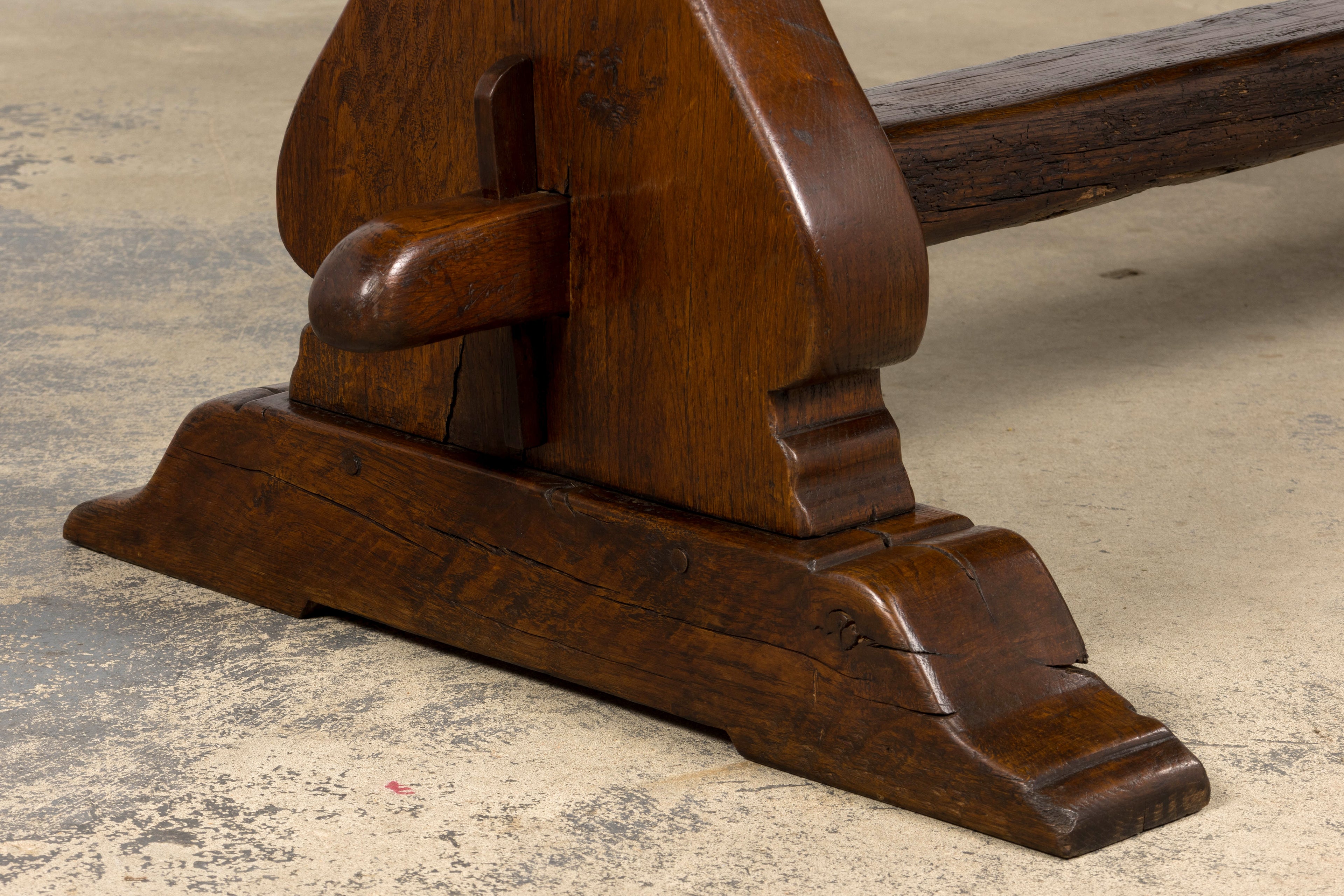 19th Century French Provincial Oak Farmhouse Trestle Dining Table