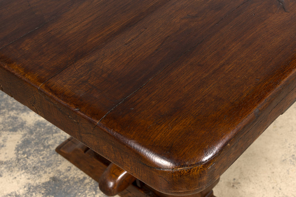 19th Century French Provincial Oak Farmhouse Trestle Dining Table