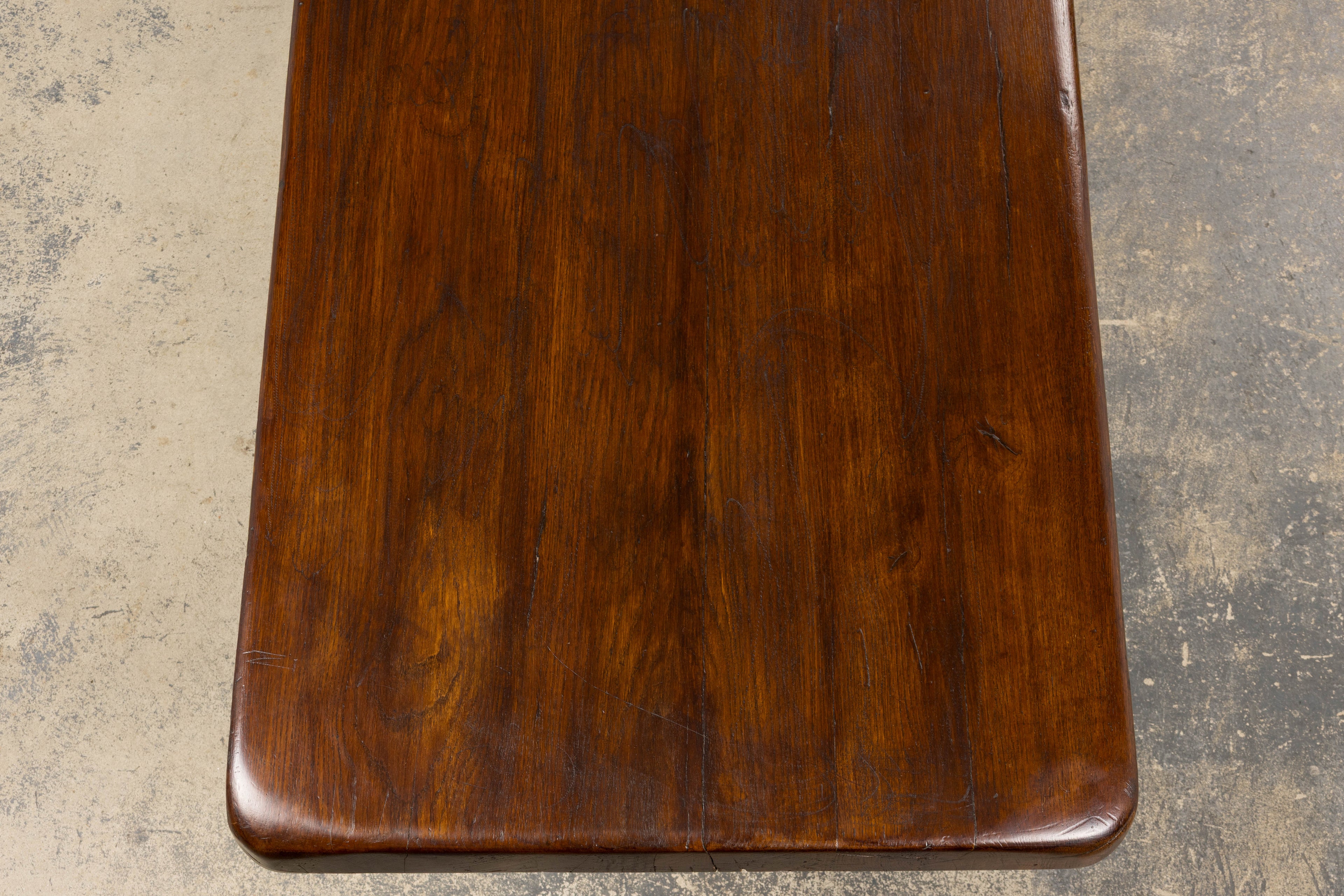 19th Century French Provincial Oak Farmhouse Trestle Dining Table