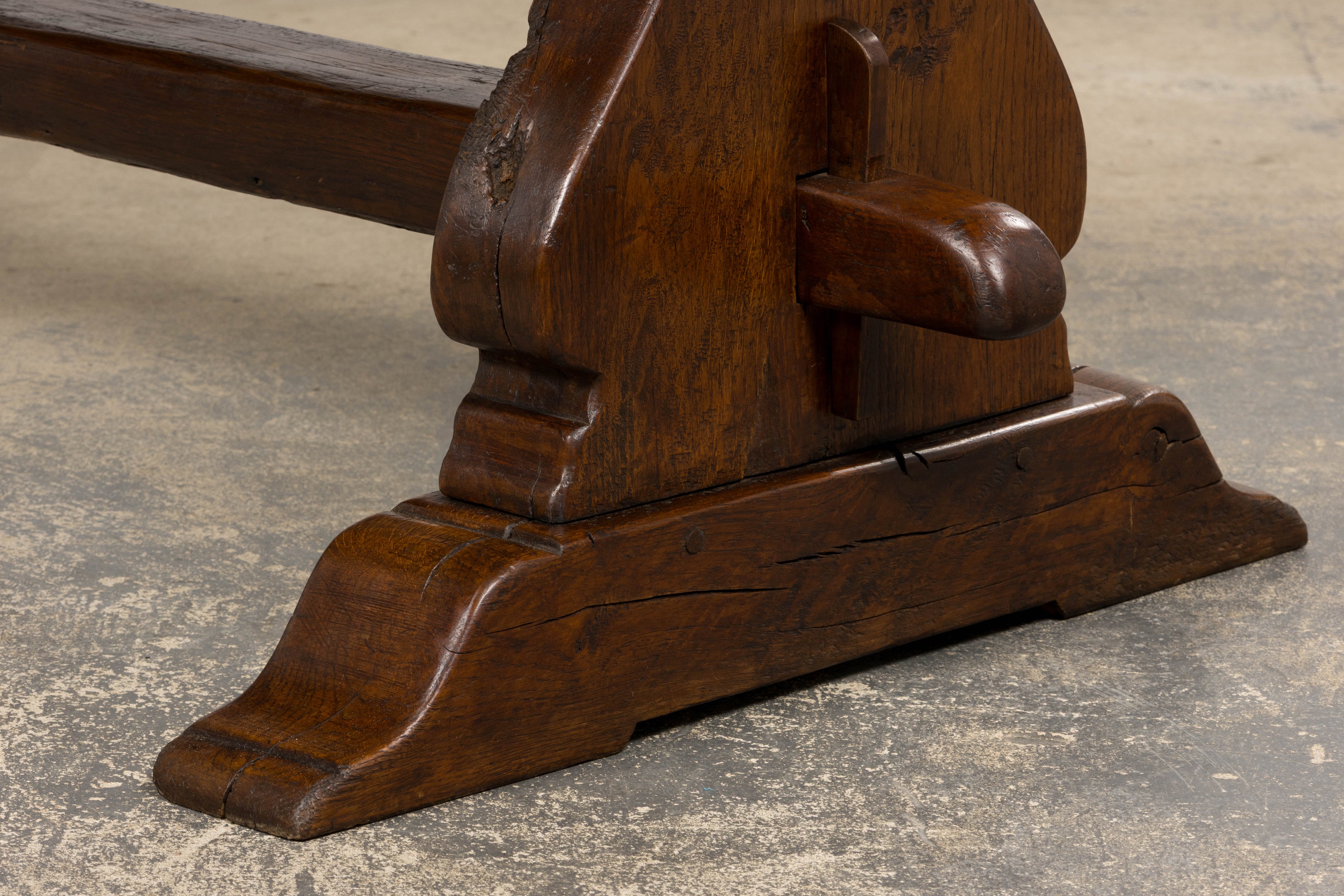 19th Century French Provincial Oak Farmhouse Trestle Dining Table