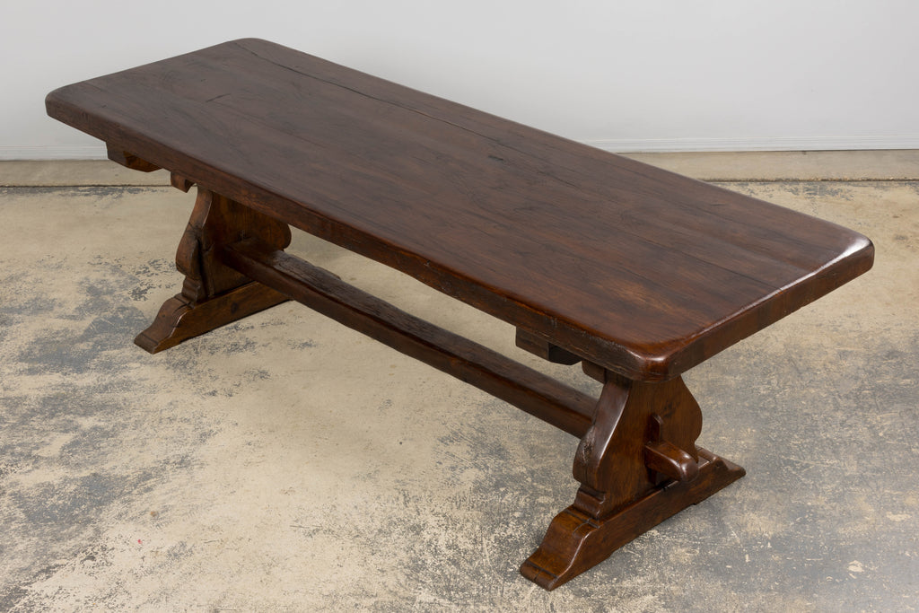 19th Century French Provincial Oak Farmhouse Trestle Dining Table