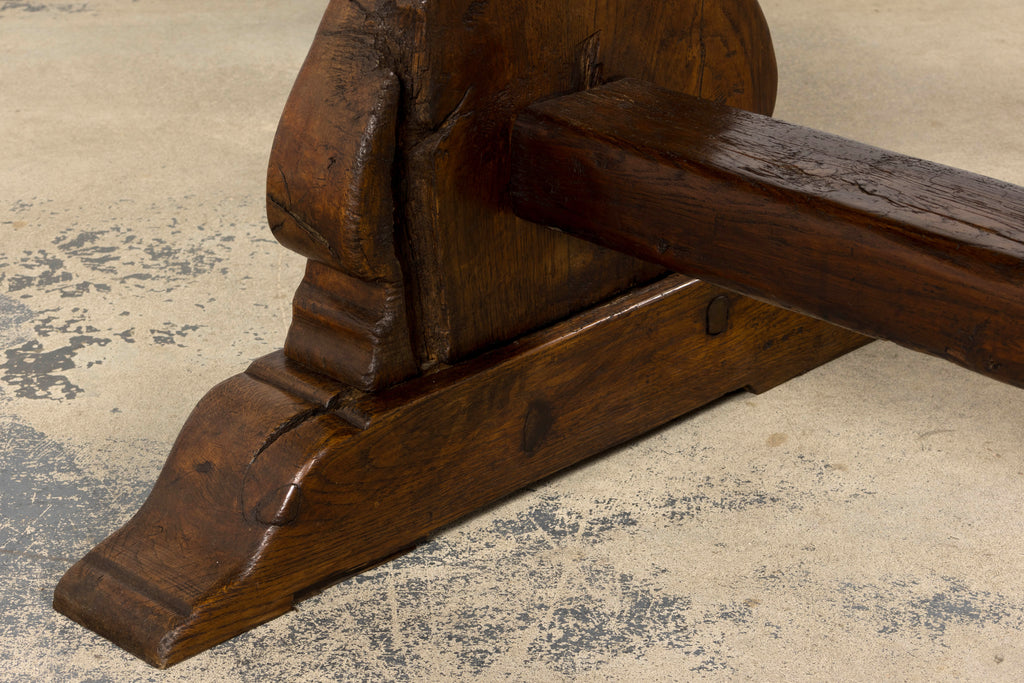 19th Century French Provincial Oak Farmhouse Trestle Dining Table