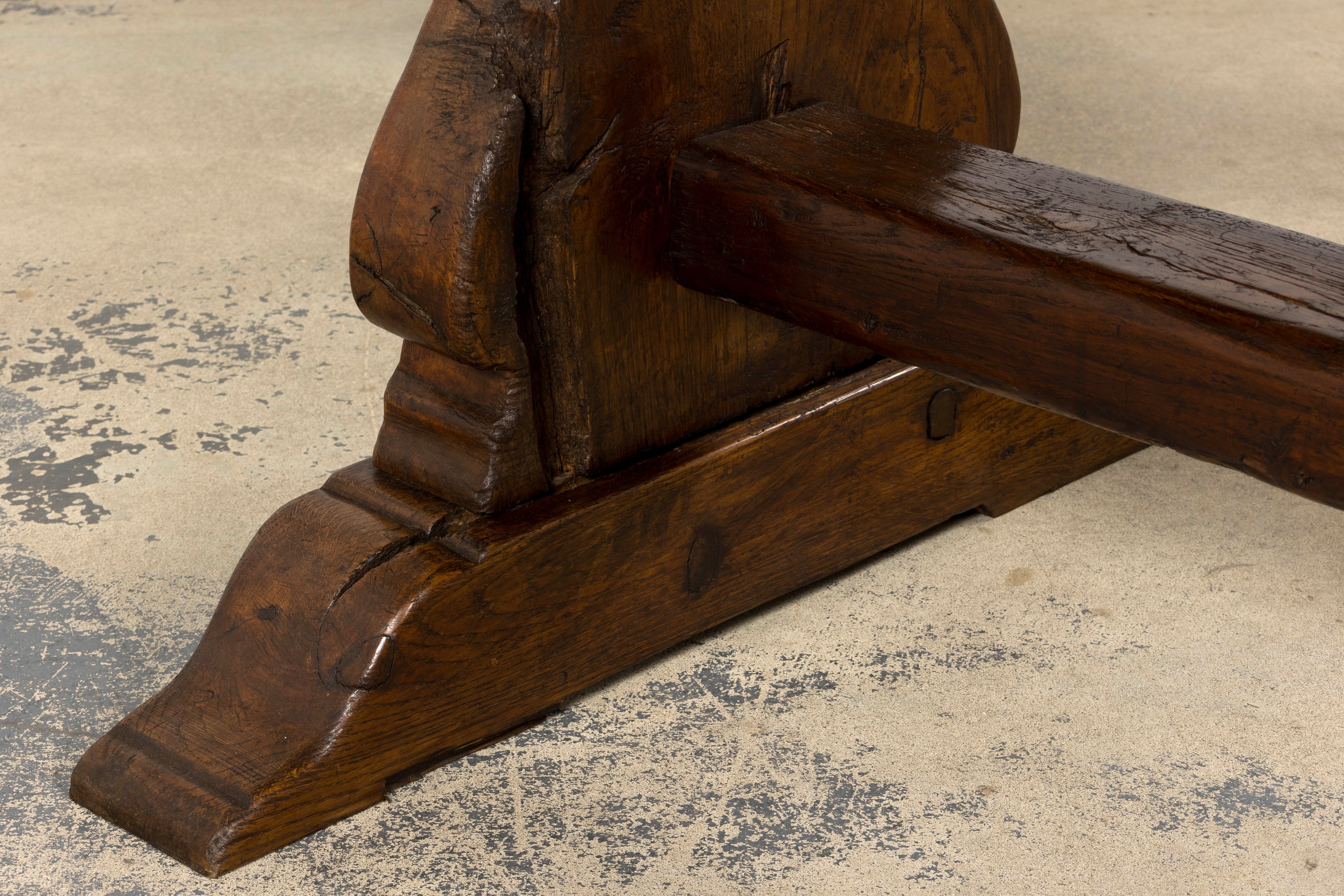 19th Century French Provincial Oak Farmhouse Trestle Dining Table