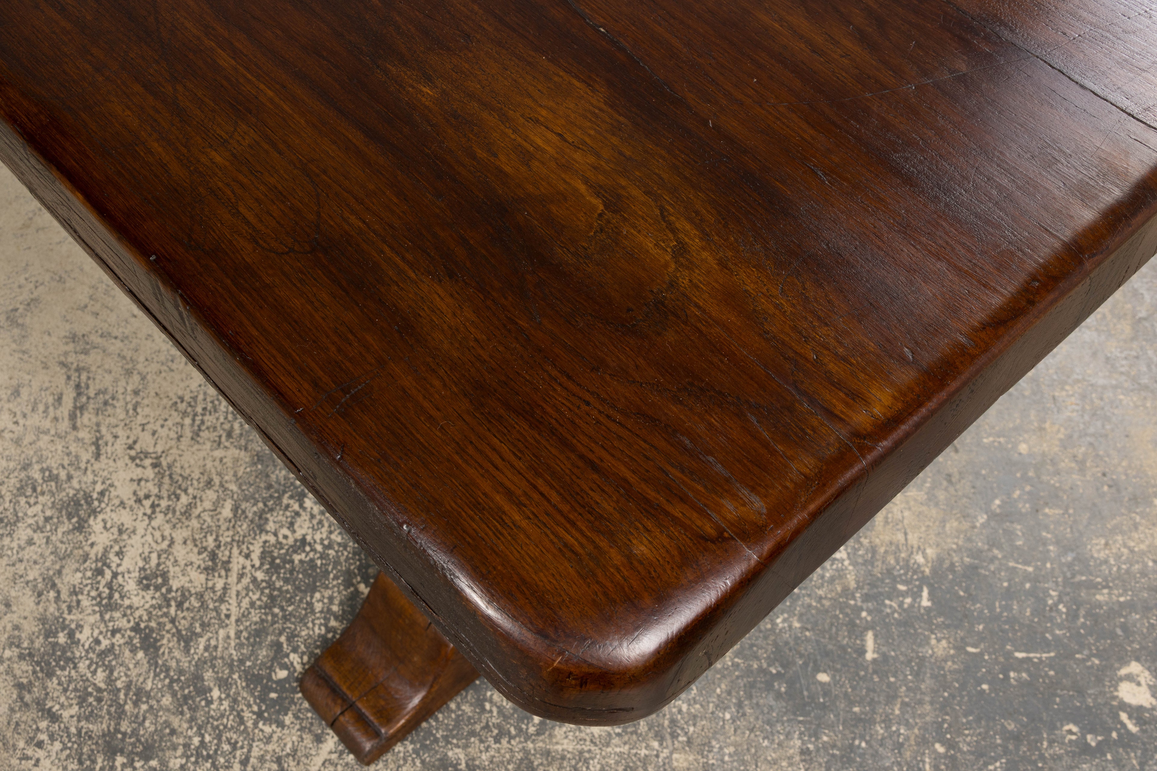 19th Century French Provincial Oak Farmhouse Trestle Dining Table