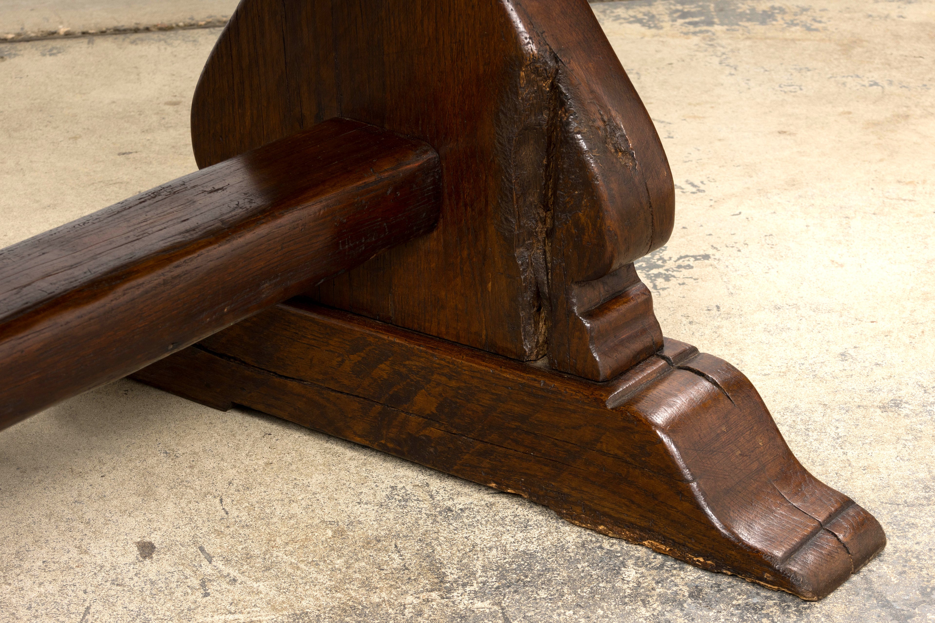 19th Century French Provincial Oak Farmhouse Trestle Dining Table