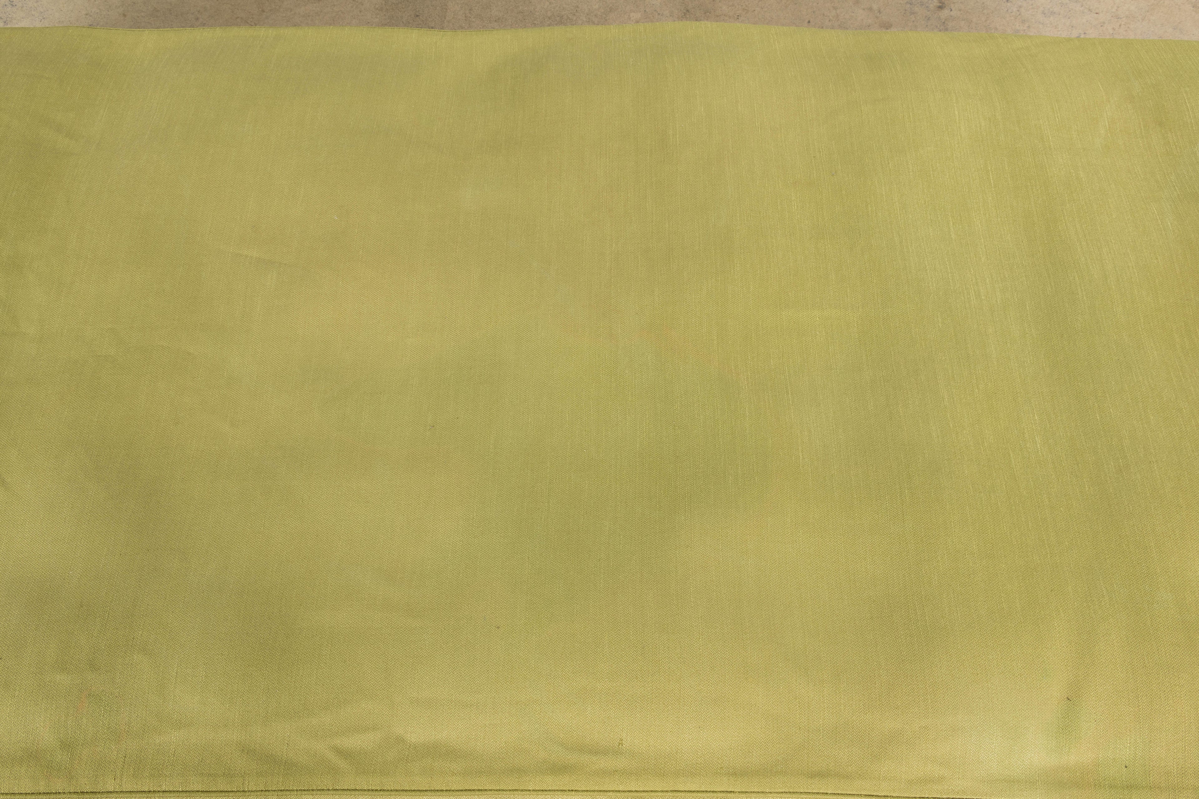 Antique French Louis XV Style Walnut Cane Daybed W/ Light Green Linen