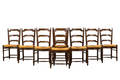 ON HOLD Antique French Louis XVI Style Ladder Back Walnut Dining Chairs W/ Rush Seats - Set of 8