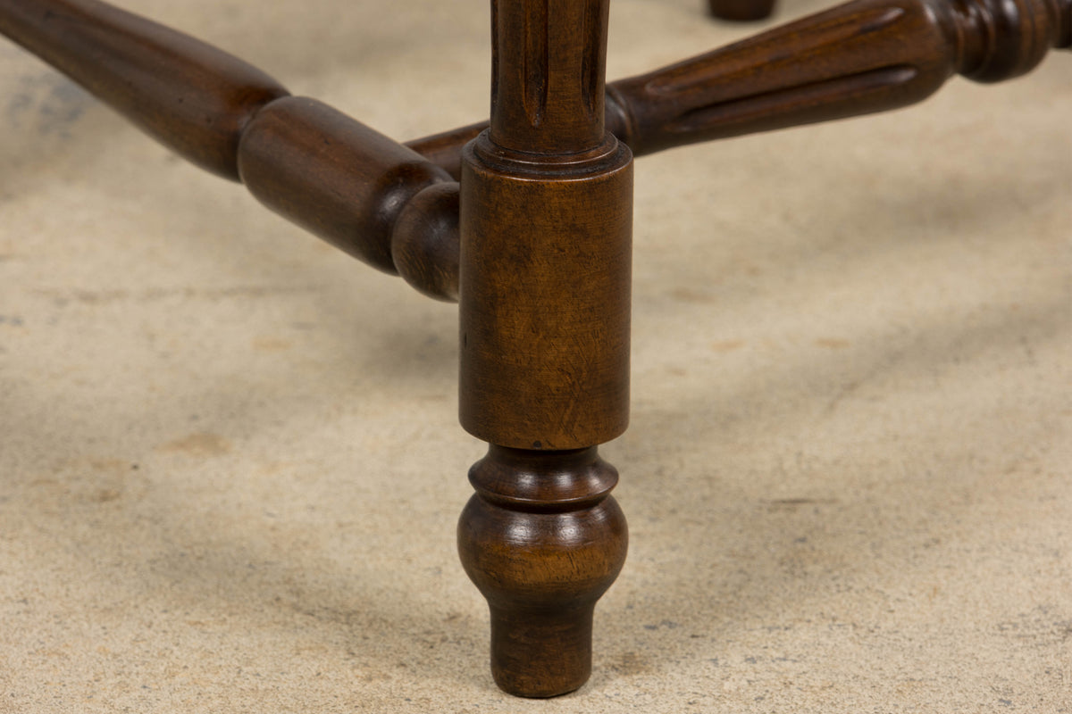 Antique French Louis XVI Style Ladder Back Walnut Dining Chairs W/ Rush Seats - Set of 8