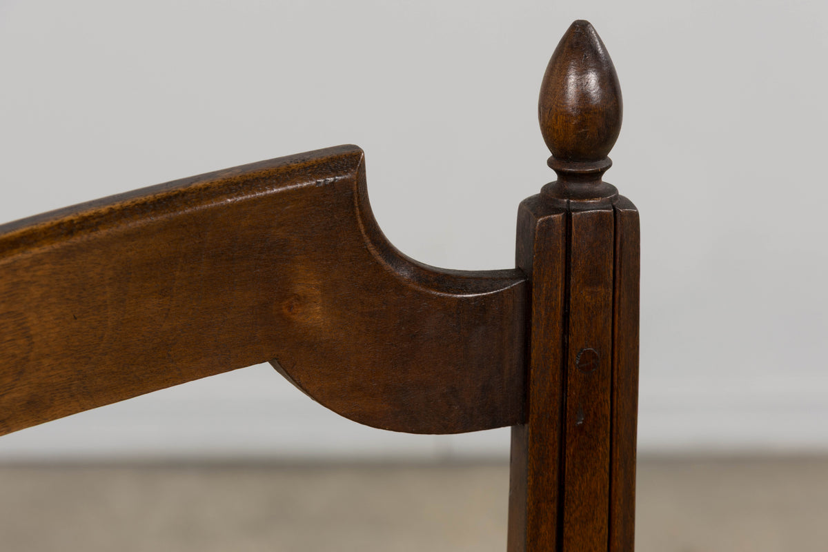 Antique French Louis XVI Style Ladder Back Walnut Dining Chairs W/ Rush Seats - Set of 8