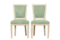 Pair of Antique French Louis XVI Style Painted Accent Side Chairs in Sea Green